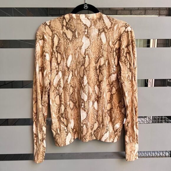 Lauren Ralph Lauren Black Label Snakeskin Print Cotton Blend Cardigan Size XL - Picture 3 of 7